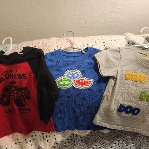 Kids Graphic T-Shirts Set - Red, Blue, Gray
